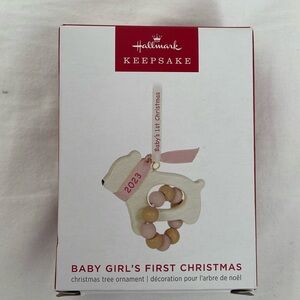 Hallmark Keepsake Baby' Girl’s First Christmas Ornament Cub, Bear. New in box